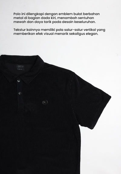 MANZONE - Polo Shirt Corduroy Lengan Pendek Pria Archie Slim Fit - Black