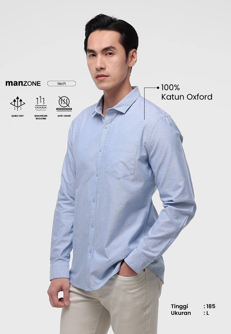 MANZONE - Kemeja Lengan Panjang Pria Jellow Modern Fit - Blue Light