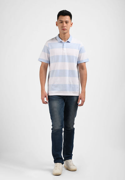 Manzone Polo Shirt Lengan Pendek Pria JANES 04 - WhiteBlue