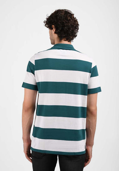 Manzone Polo Shirt Lengan Pendek Pria JANES 01- WhiteGreenStripe