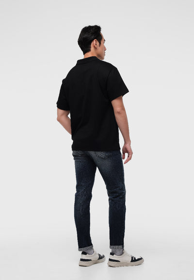 MANZONE - Kaos Polo Lengan Pendek Pria Id Unity Relaxed Fit - Black