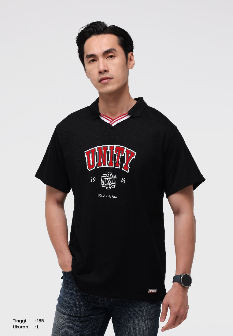 MANZONE - Kaos Polo Lengan Pendek Pria Id Unity Relaxed Fit - Black