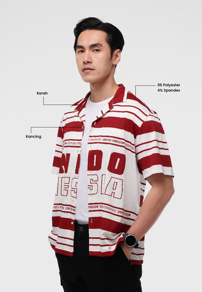 MANZONE - Kemeja Lengan Pendek Pria Id Nation Comfort Fit - Red