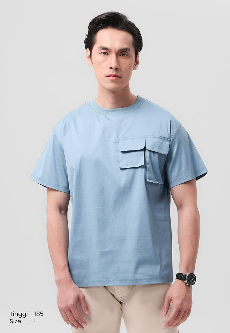 MANZONE - Kaos Lengan Pendek Pria Gael Relaxed Fit - Blue