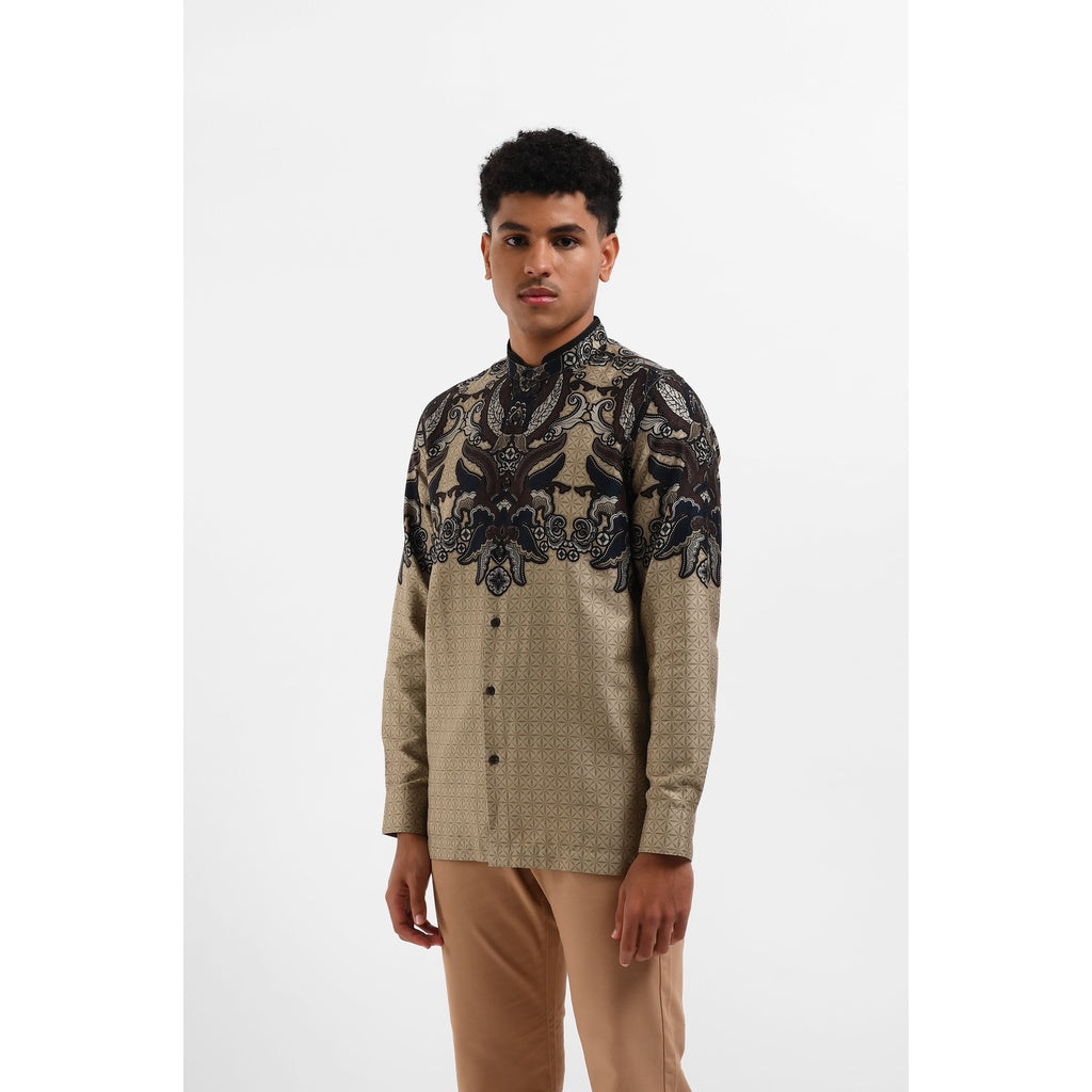 MANZONE Kemeja Batik Shanghai Lengan Panjang  DIRATAMA - KHAKI