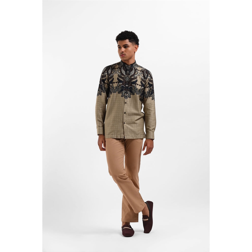 MANZONE Kemeja Batik Shanghai Lengan Panjang  DIRATAMA - KHAKI