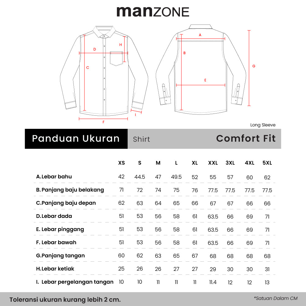 MANZONE - Kemeja Koko Lengan Panjang Pria Ozlem Comfort Fit - White