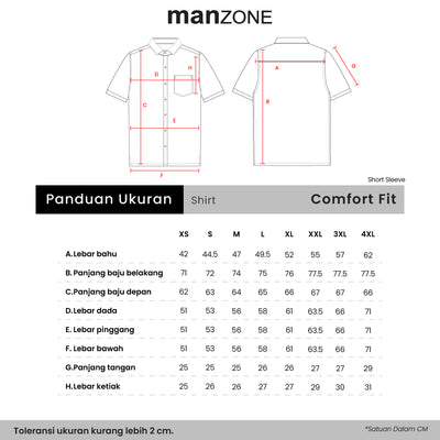 MANZONE - Kemeja Lengan Pendek Pria Foster Comfort Fit - Terracota