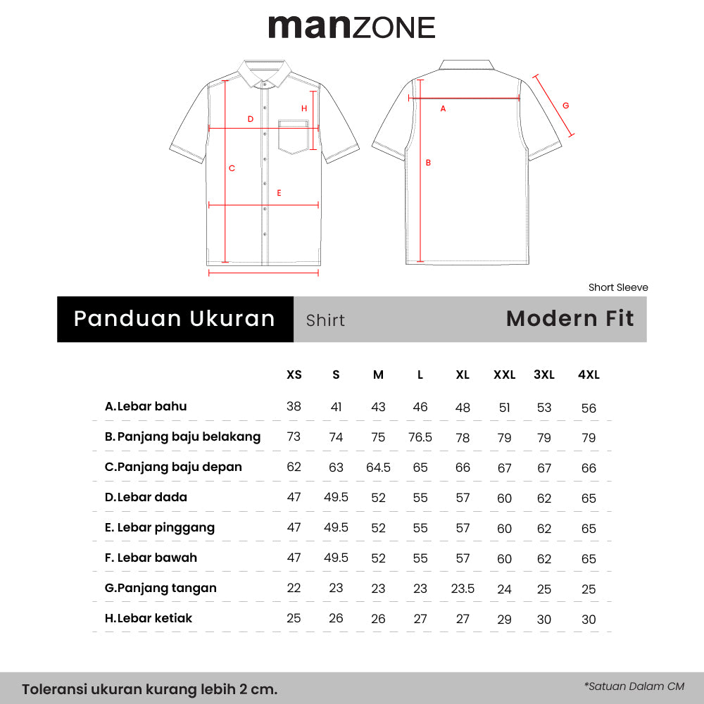 Manzone Kemeja Lengan Pendek Pria Modern Fit Ruggeds - White