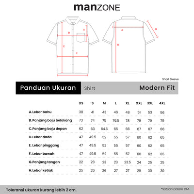 Manzone Kemeja Lengan Pendek Pria Modern Fit Ruggeds - Black