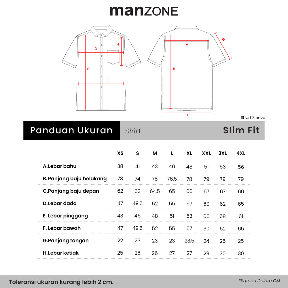 MANZONE - Kemeja Lengan Pendek Pria Billy Slim Fit - Beige