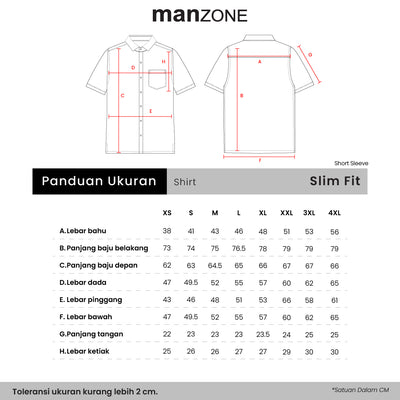 MANZONE - Kemeja Oxford Lengan Pendek Pria Raka 2 Slim Fit - Red