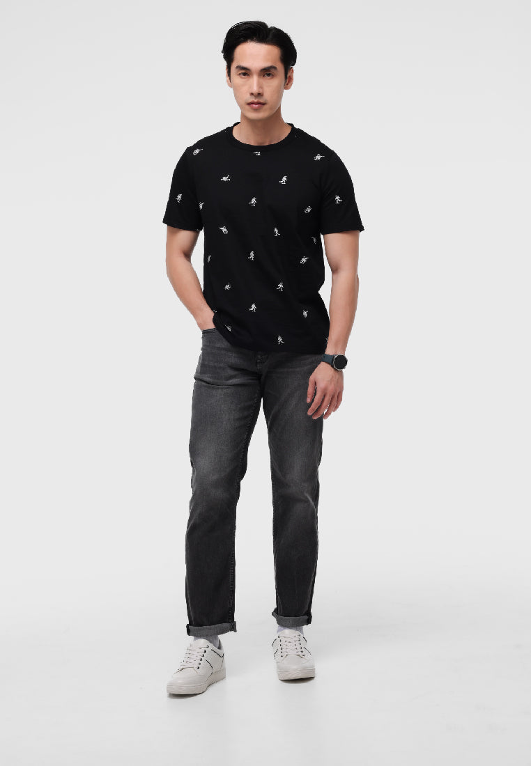 Manzone Kaos Lengan Pendek Pria Slim Fit Arial 5 - Black