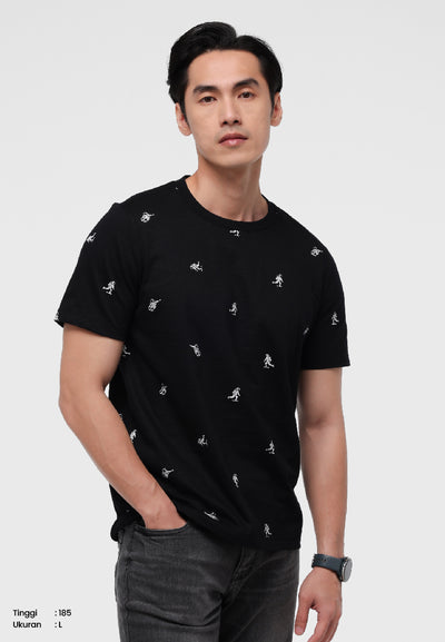 Manzone Kaos Lengan Pendek Pria Slim Fit Arial 5 - Black