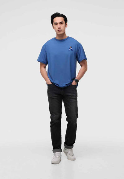 MANZONE - Kaos Stretch Lengan Pendek Pria Cobalt Relaxed Fit - Blue