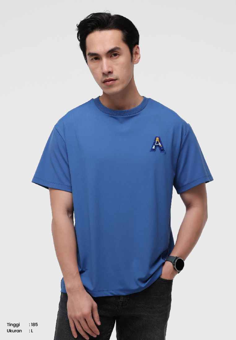 MANZONE - Kaos Stretch Lengan Pendek Pria Cobalt Relaxed Fit - Blue