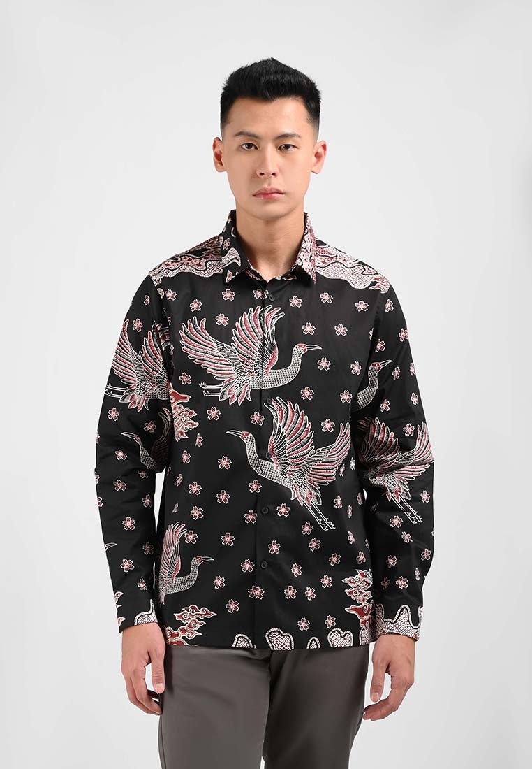 Manzone Kemeja Batik Lengan Panjang Pria ARGANTA  - BLACK