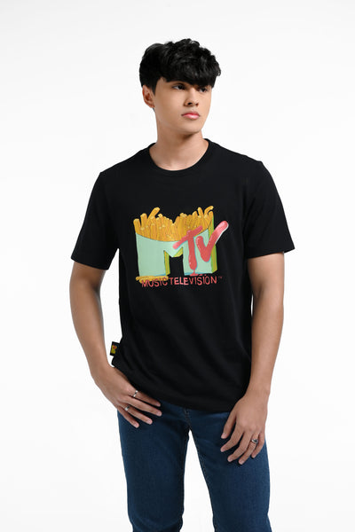 MANZONE Kaos Lengan Pendek MTV FRIES BLACK