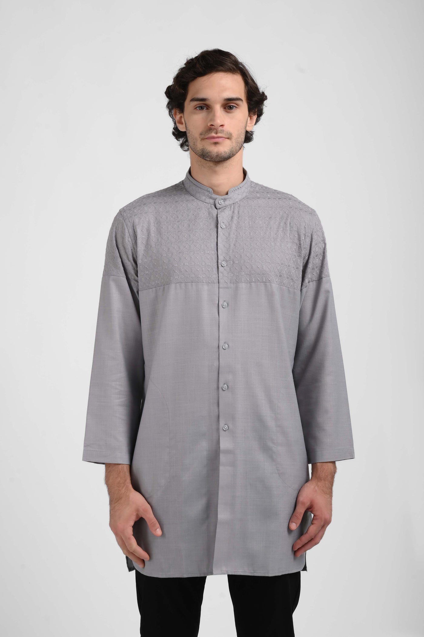 MANZONE Gamis Pria Lengan Panjang Pria AIMAN - GREY