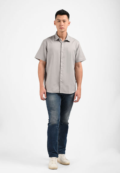 Manzone Kemeja Lengan Pendek Pria Bennet 03- GREY