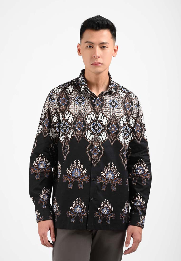 Manzone Kemeja Batik Lengan Panjang Pria GALANDEWA - BLACK