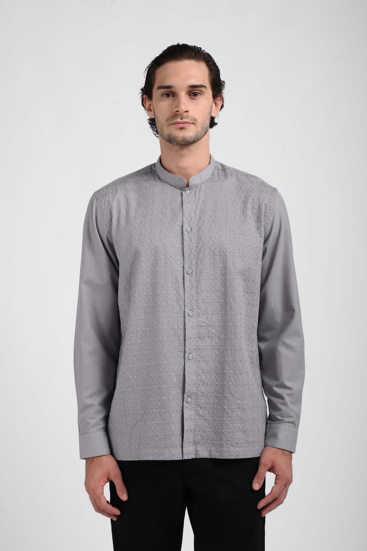 MANZONE  Kemeja Lengan Panjang Pria RUMI-GREY