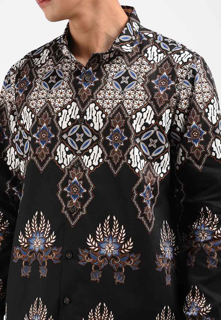 Manzone Kemeja Batik Lengan Panjang Pria GALANDEWA - BLACK