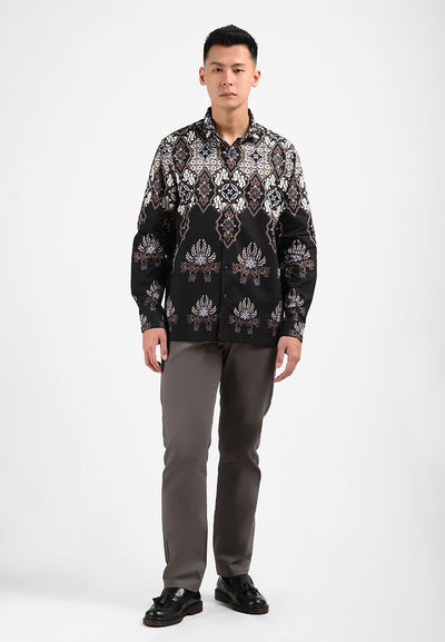 Manzone Kemeja Batik Lengan Panjang Pria GALANDEWA - BLACK