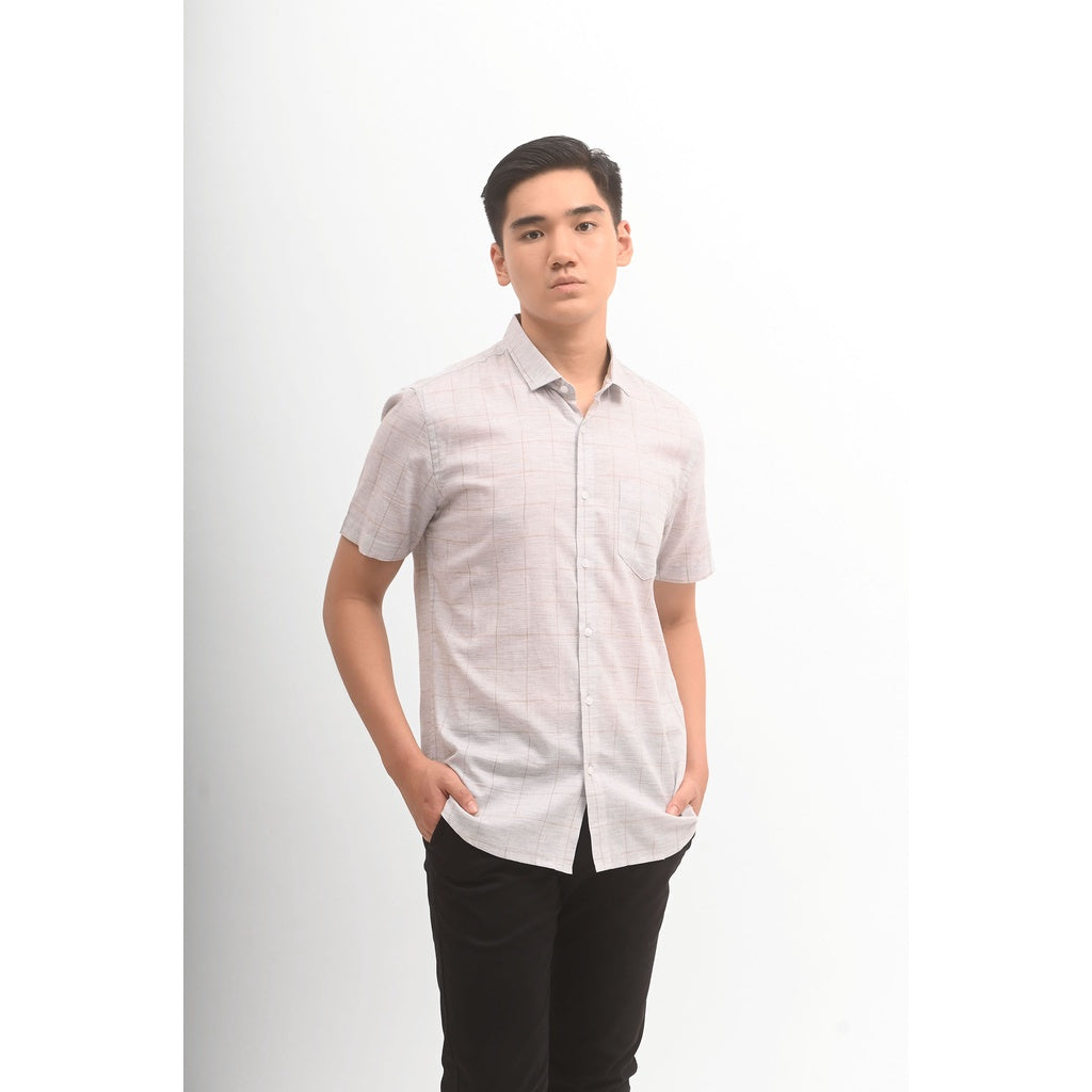 MANZONE Kemeja Lengan Pendek Pria HENRY - LIGHT GREY – Manzone Store