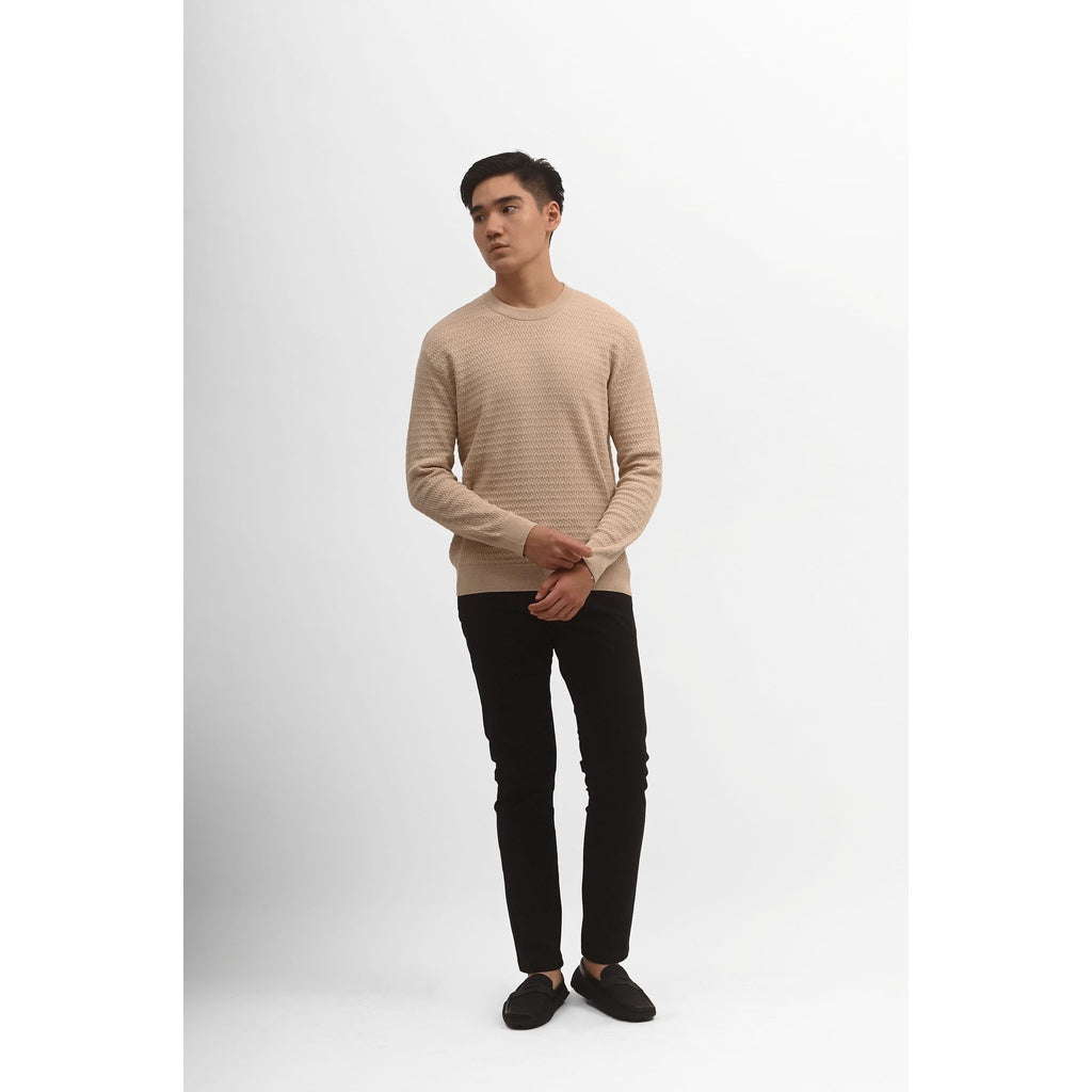 MANZONE Sweater - Knit Pria Lengan Panjang CARLO-BEIGE