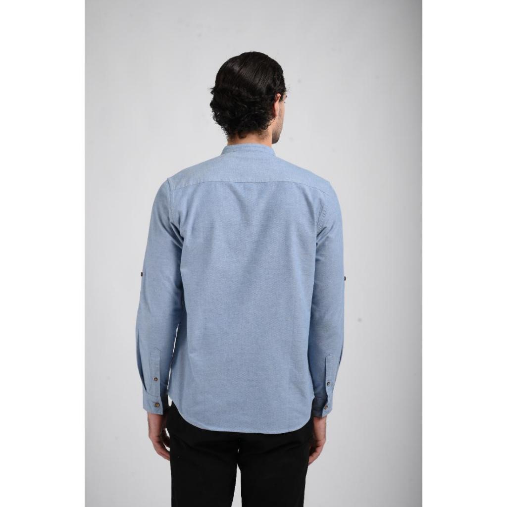 MANZONE Kemeja Shanghai Lengan Panjang Pria HAIDER - Light Blue