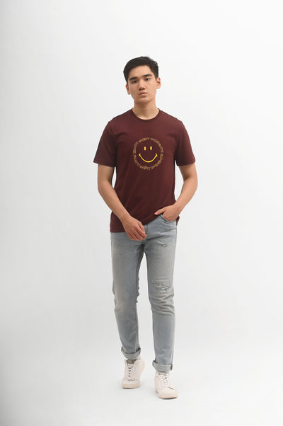 MANZONE Kaos Pria Lengan Pendek MZT-MOMENTS-MA - MAROON