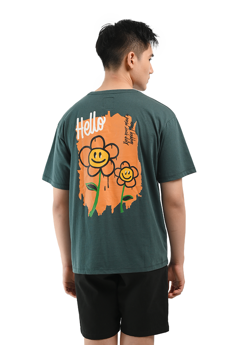 MANZONE Kaos Pria Lengan Pendek MZT-HELLO-GE - GREEN