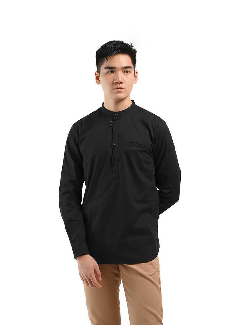 MANZONE Kemeja Shanghai Lengan Panjang Pria ALDER - BLACK – Manzone Store