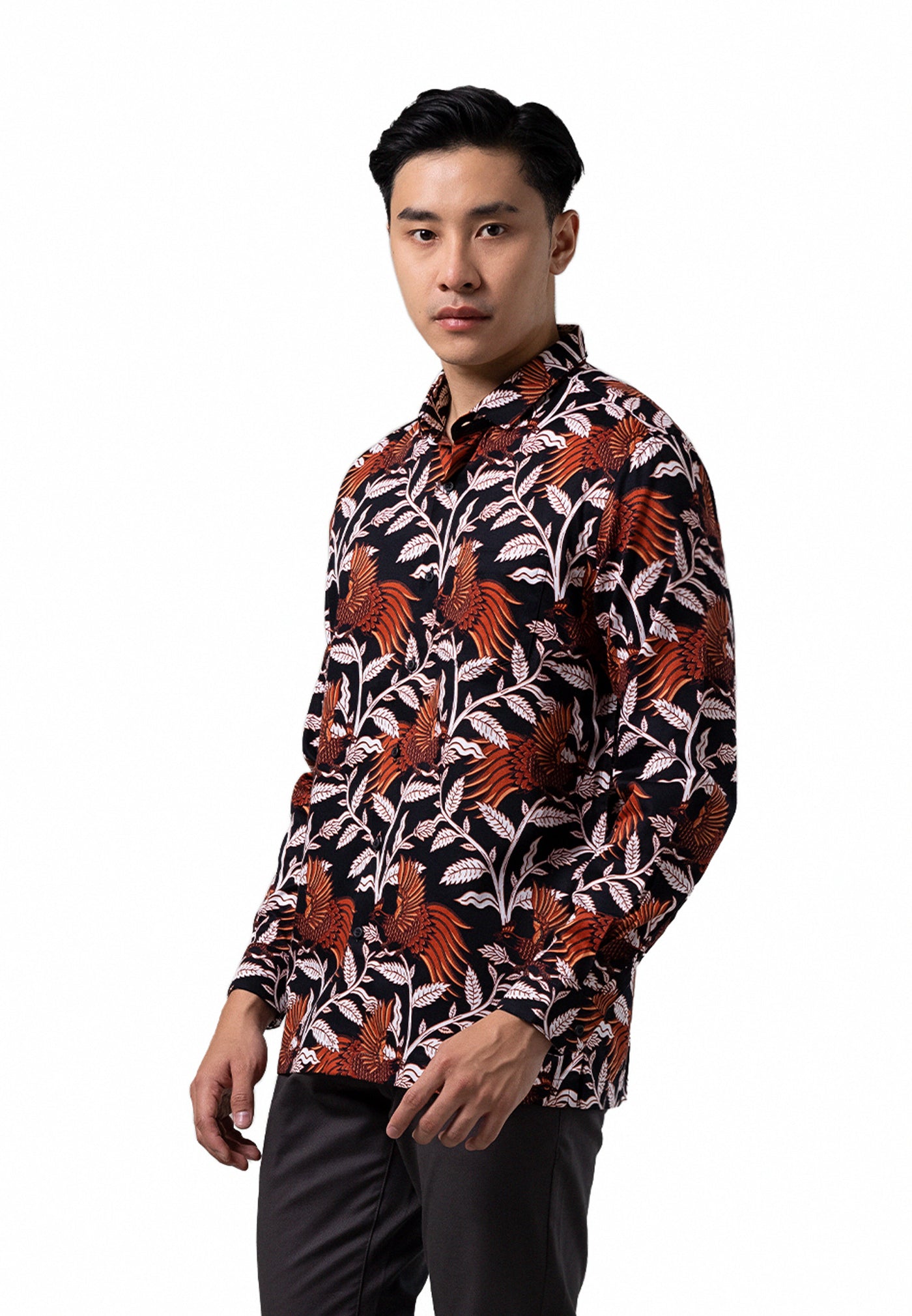 MANZONE Kemeja Batik Lengan Panjang Pria BZB-BROTOKARNA 02-BK - BLACK