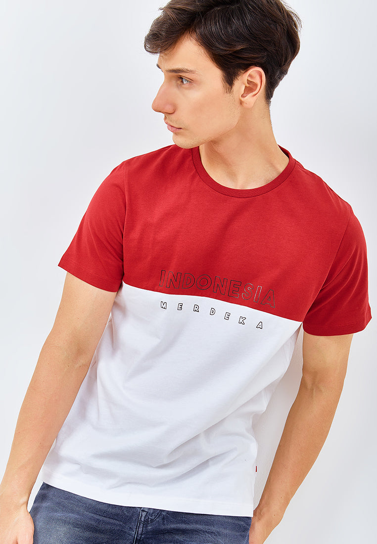 Manzone X Shopee Kaos Pria Lengan Pendek ID-BERANI-Red