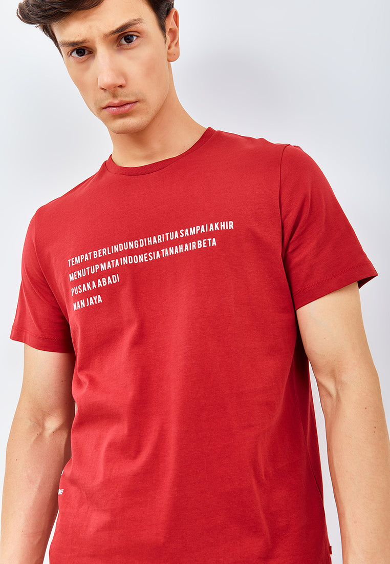 Manzone X Shopee Kaos Pria Lengan Pendek ID-PATRIOTIK-Red