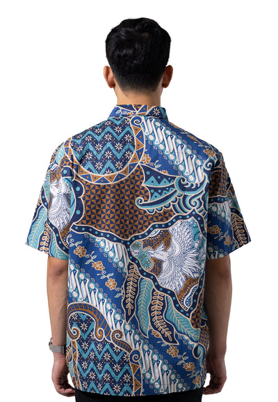 MANZONE Kemeja Batik Pria Lengan Pendek MZB-ADIWILAGA - NAVY