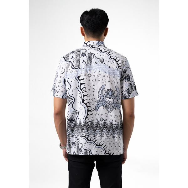 MANZONE Kemeja Batik Pria Lengan Pendek BZB-KARUWIRYA 02-WH - WHITE