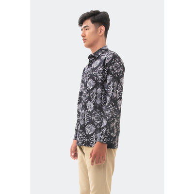 MANZONE Kemeja Batik Lengan Panjang  ANGGADA 03-BLACK