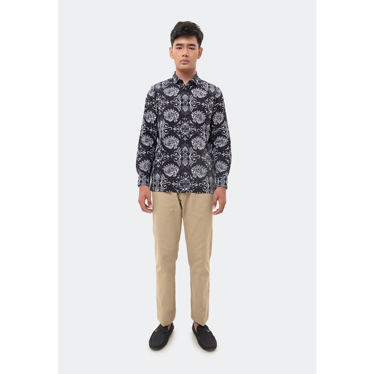 MANZONE Kemeja Batik Lengan Panjang  ANGGADA 03-BLACK