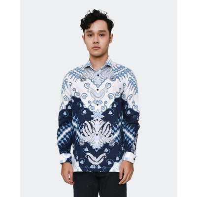 MANZONE Kemeja Batik Lengan Panjang BALAPATIH - LIGHT BLUE