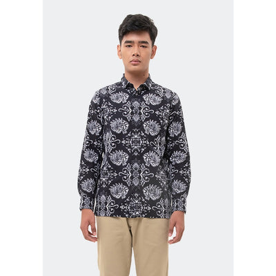 MANZONE Kemeja Batik Lengan Panjang  ANGGADA 03-BLACK