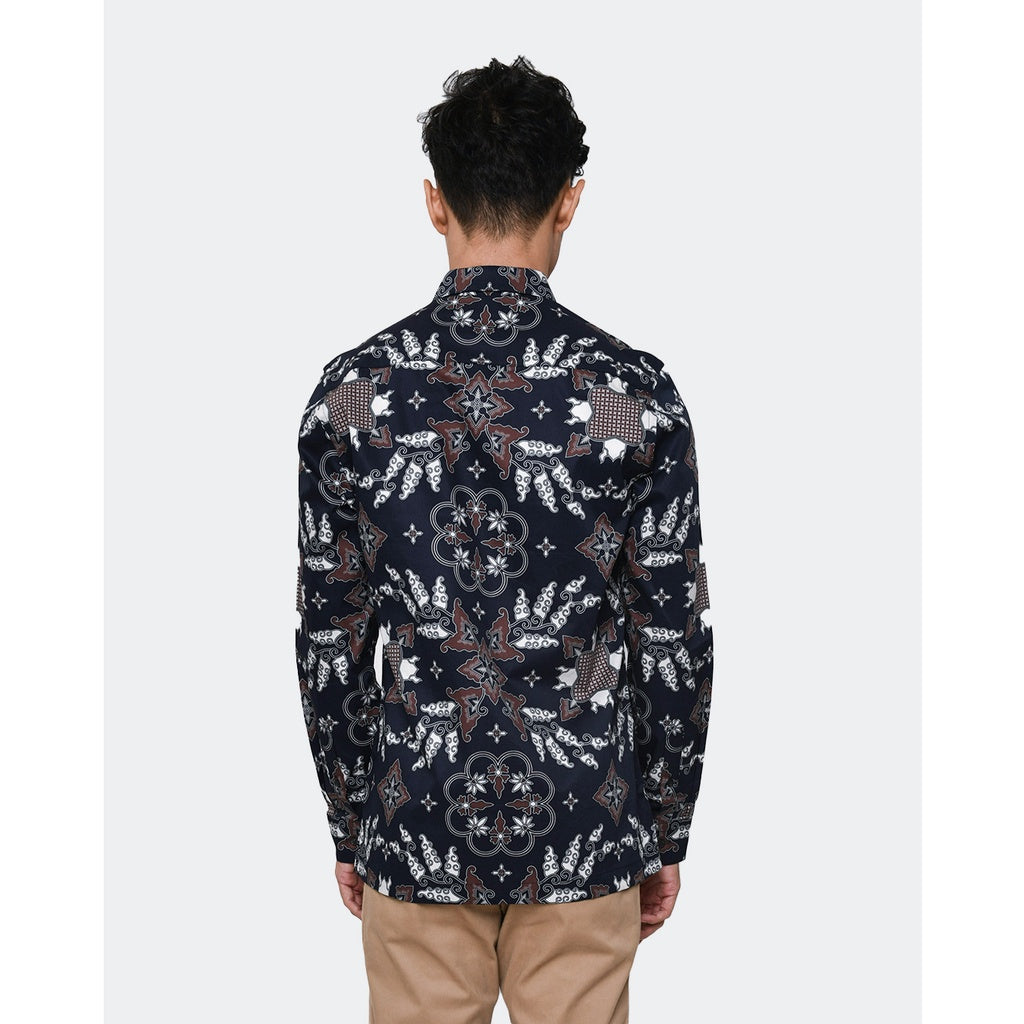 MANZONE Kemeja Batik Lengan Panjang GANDAWASA - NAVY