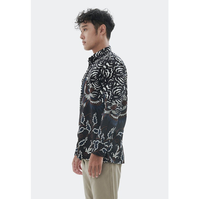 MANZONE Kemeja Batik Lengan Panjang MZB-HADURI - BLACK