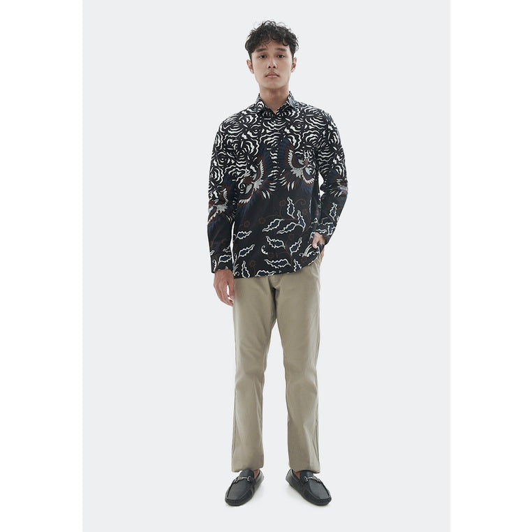 MANZONE Kemeja Batik Lengan Panjang MZB-HADURI - BLACK