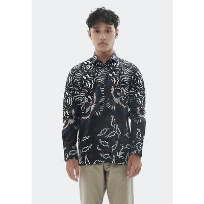 MANZONE Kemeja Batik Lengan Panjang MZB-HADURI - BLACK